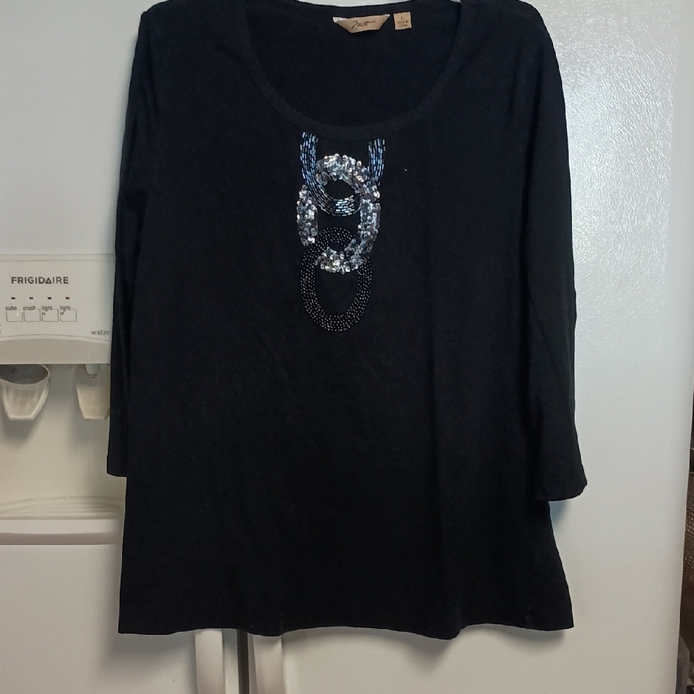 Chic Black Embellished Women's Blouse